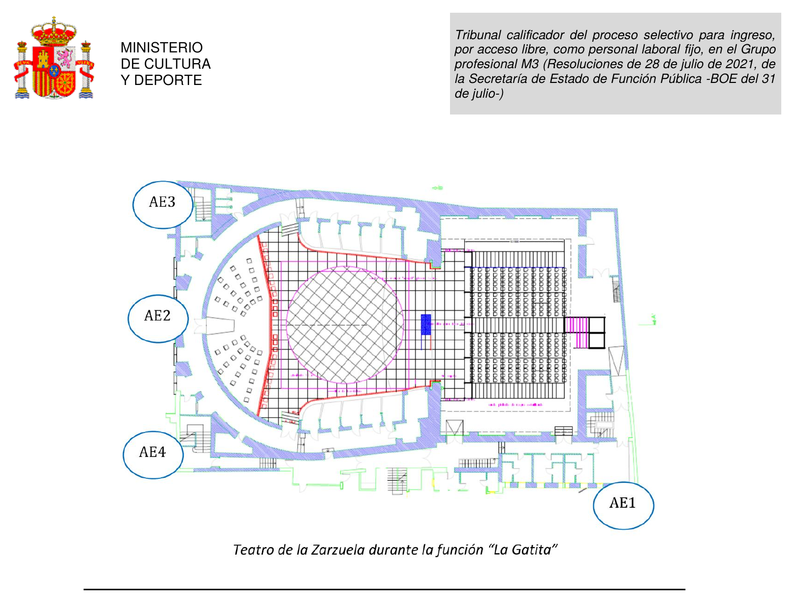 Plano del Teatro de la Zarzuela durante La Gatita